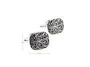 Black and Sliver Mens Shirt Fractal Design Cufflinks Cuff link with Gift Box