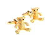 Gold little Bear with Black Crystal Eyes Cufflinks Cuff link with Gift Box