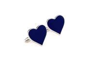 Enamel dark blue heart Cufflinks Cuff link with Gift Box