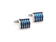 sapphire blue Enamel Striped Cufflinks Cuff link with Gift Box