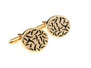 gold round with black enamel Cufflinks Cuff link with Gift Box