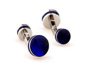 Classic sliver plated and dark blue enamel Cufflinks Cuff link with Gift Box