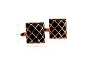 Rose Gold and black grid Cufflinks Cuff link with Gift Box