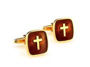 Red Pattern Cross Cufflinks with Gift Box