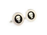 Stainlee Steel Enamel Skull With Silver Edged Cufflinks With Gift Box