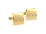 gold modern classic square shaped grid Cufflinks Cuff link with Gift Box