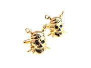 gold Pirate Skull Swords Cufflinks Cuff link with Gift Box