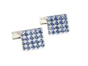 Shimmering blue Crystal inlay square Cufflinks Cuff link with Gift Box