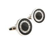 black concentric circles with swarovski crystal Cufflinks Cuff link with Gift Box