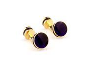Classic gold plated and dark purple enamel Cufflinks Cuff link with Gift Box