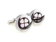 Stainless Steel Red Wood four leaf clover Cufflinks Cuff link with Gift Box