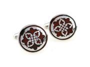 Classic Stainless Red Wood Flower Cufflinks Cuff link with Gift Box