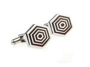 Silver Stainless Red Wood Polygon Personalized Cufflinks Cuff link with Gift Box