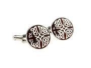 Red Wood Romanesque style Cufflinks Cuff link with Gift Box