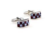 stainless steel double color crystal Cufflinks Cuff link with Gift Box