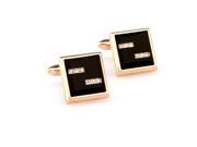 Square Highlight Black Crystal Cufflinks Cuff link with Gift Box