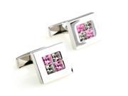 stainless steel with square crystal Cufflinks Cuff link with Gift Box