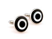 enamel black white concentric circles Cufflinks Cuff link with Gift Box