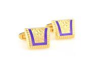 gold flower with purple enamel Cufflinks Cuff link with Gift Box