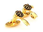 goldfish with black crystal varicolored flower Cufflinks Cuff link with Gift Box