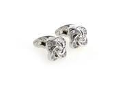 Rotating flower with pure round crystal Cufflinks Cuff link with Gift Box