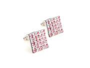 Charming elegance pink white crystal Cufflinks Cuff link with Gift Box