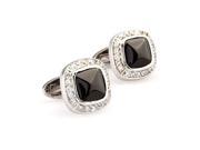 black square cz stone with pure crystal edged Cufflinks Cuff link with Gift Box