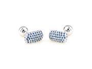 cylinder shaped with blue crystal Cufflinks Cuff link with Gift Box