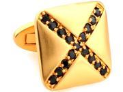gold cross with black crystal Cufflinks Cuff link with Gift Box