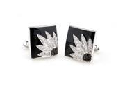 grace black enamel with glaring flower Cufflinks Cuff link with Gift Box