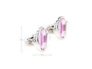 stainless steel pink big ellipsoid crystal Cufflinks Cuff link with Gift Box
