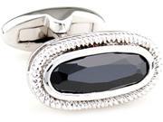 stainless steel black big ellipsoid crystal Cufflinks Cuff link with Gift Box