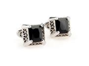 black crystal with carving Cufflinks Cuff link with Gift Box