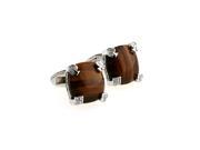 wood grain stone with pure crystal card Cufflinks Cuff link with Gift Box
