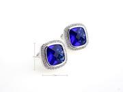 Romance Sapphire Blue Crystal Mosaic square Cufflinks Cuff link with Gift Box