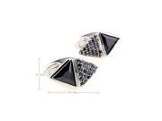 silver double triangle with black crystal Cufflinks Cuff link with Gift Box