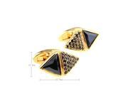 gold double triangle with black crystal Cufflinks Cuff link with Gift Box