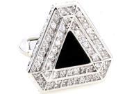 silver pyramid shape with crystal edged Cufflinks Cuff link with Gift Box