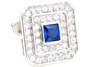 glaring pure sapphire blue crystal square Cufflinks Cuff link with Gift Box