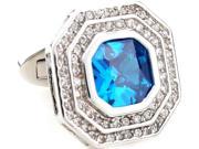 glaring pure sapphire blue crystal polygon Cufflinks Cuff link with Gift Box