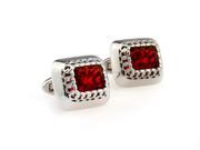 ruby crystal with carving Cufflinks Cuff link with Gift Box