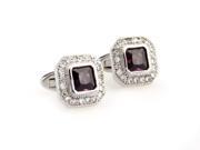 dark purple crystal with pure stone edged Cufflinks Cuff link with Gift Box