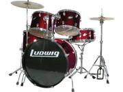 Ludwig Accent Fuse 5 Pc Drum Set LC1704 Wine Red Sparkle Includes Hardware Throne Pedal Cymbals Sticks Drum Key