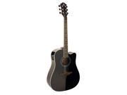 Hohner AS305CE BK A by Hohner Dreadnought Cutaway Electric Guitar Black