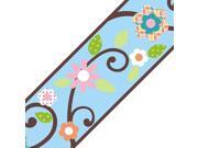 Blue Flowers Floral Scroll Set of 4 Self Stick Wall Borders