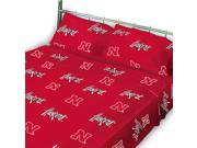 NCAA Nebraska Huskers Collegiate Red Twin X Long Sheet Set