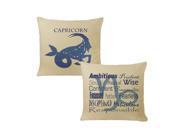 Capricorn Zodiac Throw Pillow Set 14x14 Natural