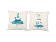 Sail Away With Me Pillow Covers 16x16 White Outdoor Shams