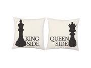 King Queen Pillow Covers 16x16 White Chess Piece Shams