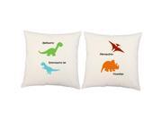 Dinosaur Names Throw Pillow Covers 14x14 White Dino Shams